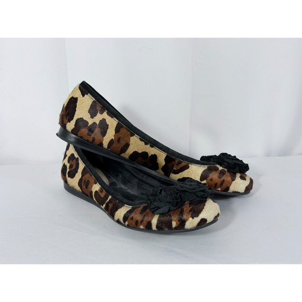 Antonio Melani Leopard Animal Print Ballet Flat 8.5 Women Calf Hair Slip On